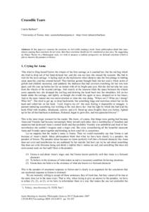 Crocodile Tears Carola Barbero* * University of Torino, Italy: [removed] – http://www.labont.it/barbero/ Abstract. In this paper we examine the emotions we feel while reading a book. Some philosophers thi