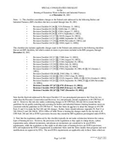 SPECIAL CONSOLIDATED CHECKLIST for the Burning of Hazardous Waste in Boilers and Industrial Furnaces as of December 31, 2002 Notes: 1) This checklist consolidates changes to the Federal code addressed by the following Bo