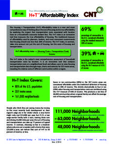 True Affordability and Location Efficiency  H+T Affordability Index SM  The Housing + Transportation (H+T) Affordability Index is a new and more