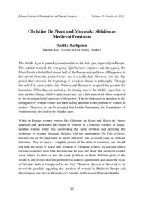 Murasaki Shikibu / Christine de Pizan / The Book of the City of Ladies / Murasaki / Women in the Middle Ages / Heian period / Murasaki Shikibu Diary Emaki / Fujiwara no Tametoki / Japanese literature / The Tale of Genji / The Diary of Lady Murasaki