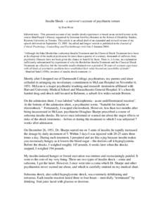 Diabetes / Eli Lilly and Company / Insulin / Manfred Sakel / Electroconvulsive therapy / Diabetic hypoglycemia / Shock therapy / Hypoglycemia / Insulin shock therapy / Medicine / Endocrine system / Psychiatry