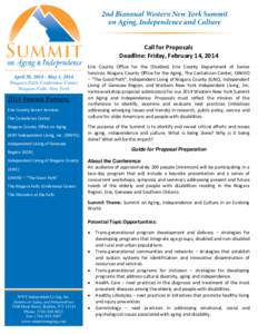Call for Proposals Deadline: Friday, February 14, 2014 April 30, [removed]May 1, 2014 Niagara Falls Conference Center Niagara Falls, New York