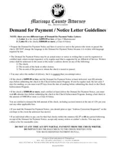 Demand for Payment / Notice Letter Guidelines