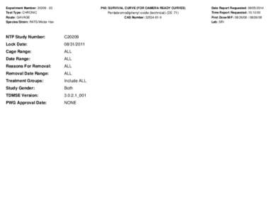 Experiment Number: Test Type: CHRONIC P40: SURVIVAL CURVE (FOR CAMERA READY CURVES)  Route: GAVAGE