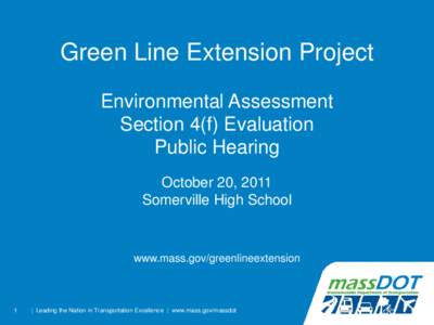 Transportation in the United States / Environmental economics / Environmental law / Environmental design / Environmental impact assessment / Sustainable development / National Environmental Policy Act / Massachusetts Bay Transportation Authority / United States Environmental Protection Agency / Impact assessment / Environment / Prediction