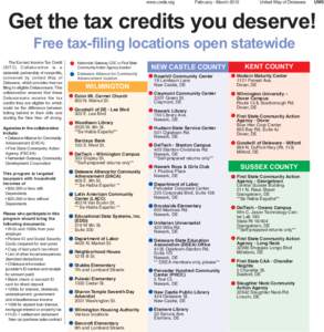 Get the tax credits you deserve! www.uwde.org February - March[removed]United Way of Delaware