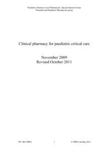 Paediatric Intensive Care Pharmacists’ Special Interest Group
