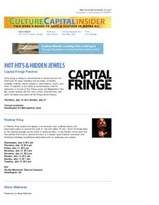 CultureCapital INSIDER for the Week of July 9-15, 2014