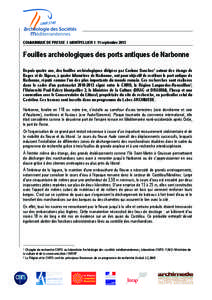    COMMUNIQUE DE PRESSE I MONTPELLIER I 11 septembre 2013