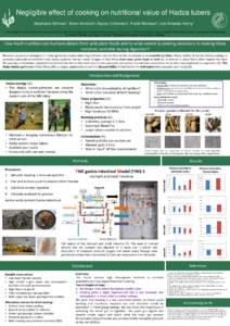 Negligible effect of cooking on nutritional value of Hadza tubers Stephanie Schnorr¹, Koen Venema², Alyssa Crittenden³, Frank Marlowe4, and Amanda Henry¹ 1. Plant foods in hominin dietary ecology research group, Max 