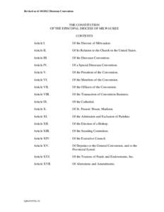 Anglican realignment / General Convention of the Episcopal Church in the United States of America / Episcopal Church / Bishop / Canon / Synod / House of Deputies / Anglican Diocese of Pittsburgh / Christianity / Christian theology / Episcopal Church in the United States of America