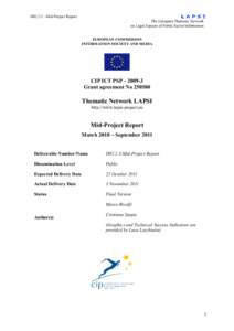 D02[removed]Mid-Project Report The European Thematic Network on Legal Aspects of Public Sector Information EUROPEAN COMMISSION INFORMATION SOCIETY AND MEDIA