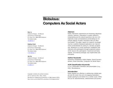 Blobulous: Computers As Social Actors Duy Le Abstract