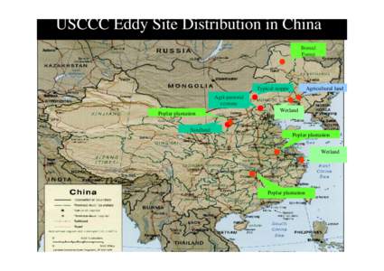USCCC Eddy Site Distribution in China Boreal Forest Typical steppe
