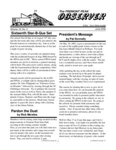 The FREMONT PEAK  OBSERVER Editor: Donn Mukensnable  June 2002