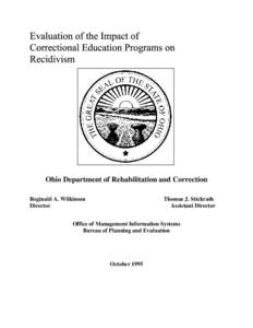 Ohio Department of Rehabilitation and Correction Reginald A. Wilkinson Director Thomas J. Stickrath Assistant Director