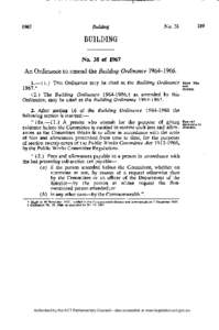 BUILDING No. 38 of 1967 An Ordinance to amend the Building Ordinance[removed].—(1.) This Ordinance may be cited as the Building Ordinance 1967.*