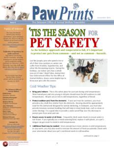 December 2014 Issue 2 The Delaware Office of Animal Welfare Newsletter  Topics of Interest