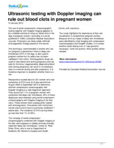 Ultrasonic testing with Doppler imaging can rule out blood clots in pregnant women