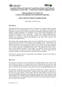 Cooperative Research Centre for Coastal Zone, Estuary and Waterway Management (Coastal CRC) - Coastal Water Habitat Mapping Project Milestone Report CG1-03 for the Coastal Geomorphology and Classification Subproject Sydn