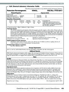 Industrial hygiene / Potassium compounds / Occupational safety and health / Threshold limit value / Potassium permanganate / Hydrogen peroxide / Potassium / Permanganate / American Conference of Governmental Industrial Hygienists / Chemistry / Oxidizing agents / Disinfectants