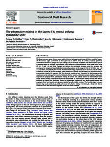 Continental Shelf Research–42  Contents lists available at SciVerse ScienceDirect Continental Shelf Research journal homepage: www.elsevier.com/locate/csr