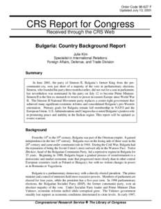 Order Code[removed]F Updated July 13, 2001 CRS Report for Congress Received through the CRS Web