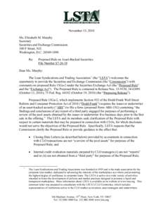 November 15, 2010 Ms. Elizabeth M. Murphy Secretary Securities and Exchange Commission 100 F Street, N.E. Washington, D.C[removed]