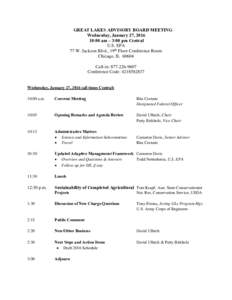 GREAT LAKES ADVISORY BOARD MEETING Wednesday, January 27, :00 am – 3:00 pm Central U.S. EPA 77 W. Jackson Blvd., 19th Floor Conference Room Chicago, IL 60604