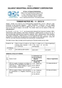 PAGE- 1  GUJARAT INDUSTRIAL DEVELOPMENT CORPORATION (A Govt. of Gujarat Undertaking) Office of the Superintending Engineer (CG) 1st Floor, Narmada Commercial Complex,