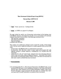 Direct Investment Technical Expert Group (DITEG) Outcome Paper  (DITEG) # 21 February 9, 2005