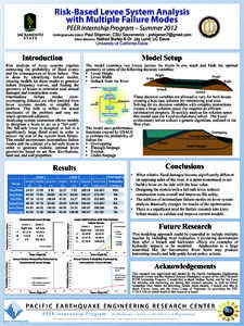 Risk-Based Levee System Analysis with Multiple Failure Modes PEER Internship Program – Summer 2012	
   Undergraduate Intern: Paul Shipman, CSU Sacramento – [removed] Intern Mentors: Nathan Burley & Dr. Jay