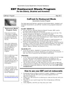 EBT Restaurant Meals Fact Sheet