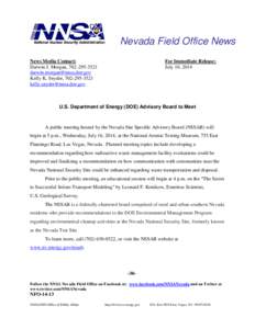 Nevada Field Office News News Media Contact: Darwin J. Morgan, [removed]removed] Kelly K. Snyder, [removed]removed]