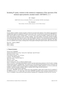Including R−parity violation in the numerical computation of the spectrum of the minimal supersymmetric standard model: SOFTSUSY3.3.3 B.C. Allanach DAMTP, CMS, University of Cambridge, Wilberforce road, Cambridge, CB3 