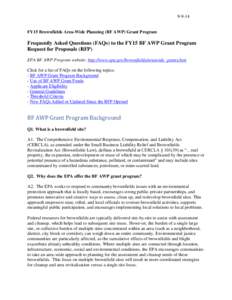 [removed]FY15 Brownfields Area-Wide Planning (BF AWP) Grant Program Frequently Asked Questions (FAQs) to the FY15 BF AWP Grant Program Request for Proposals (RFP)