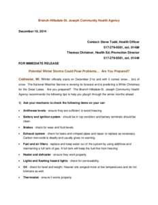 Carbon monoxide poisoning / Gases / Industrial hygiene / Tire / Coldwater /  Michigan / Carbon monoxide / Winter storm / Hillsdale County /  Michigan / Water / Meteorology / Atmospheric sciences / Weather