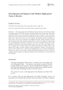 Transport Reviews, Vol. 26, No. 5, 593–611, September[removed]Development and Impact of the Modern High-speed Train: A Review  MOSHE GIVONI