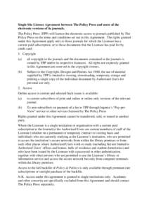 Microsoft Word - Single Site Licence Agreement for website updated July 09.doc