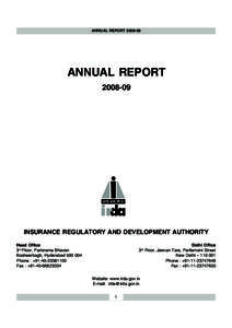 ANNUAL REPORT[removed]ANNUAL REPORT[removed]INSURANCE REGULATORY AND DEVELOPMENT AUTHORITY