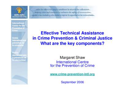 Effective Technical Assistance in Crime Prevention & Criminal Justice What are the key components? c  Margaret Shaw
