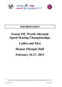 INFORMATION  Essent ISU World Allround