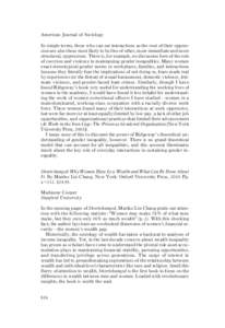 American Journal of Sociology In simple terms, those who can see interactions as the root of their oppression are also those most likely to be free of other, more immediate and more structural, oppressions. There is, for