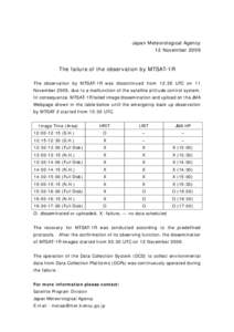 Multi-Functional Transport Satellite / Earth / Japan Meteorological Agency / 1R / Long-range identification and tracking / Kalpana-1 / Spaceflight / Japanese space program / Weather satellites