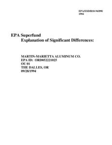 EPA Superfund Explanation of Significant Differences in the matter of Martin-Marietta Aluminum Company