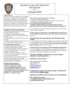 Shoshone County Fire District #1 Recruitment For Firefighter/EMT JOB SUMMARY