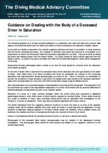 Guidance on dealing with the body of a deceased diver in saturation