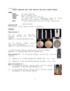 08 February[removed]ROYAL CANADIAN NAVY LONG SERVICE AND GOOD CONDUCT MEDAL TERMS