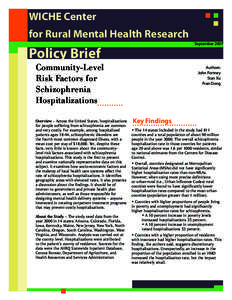 WICHE Center for Rural Mental Health Research September 2007 Policy Brief