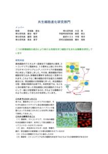 共生細胞進化研究部門	
  メンバー 教授 博士研究員 博士研究員 博士研究員